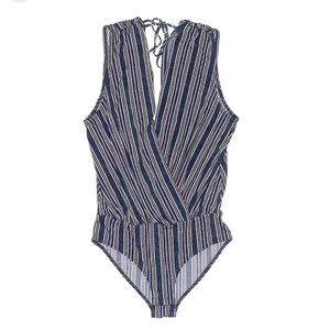 BCBG striped navy bodysuit